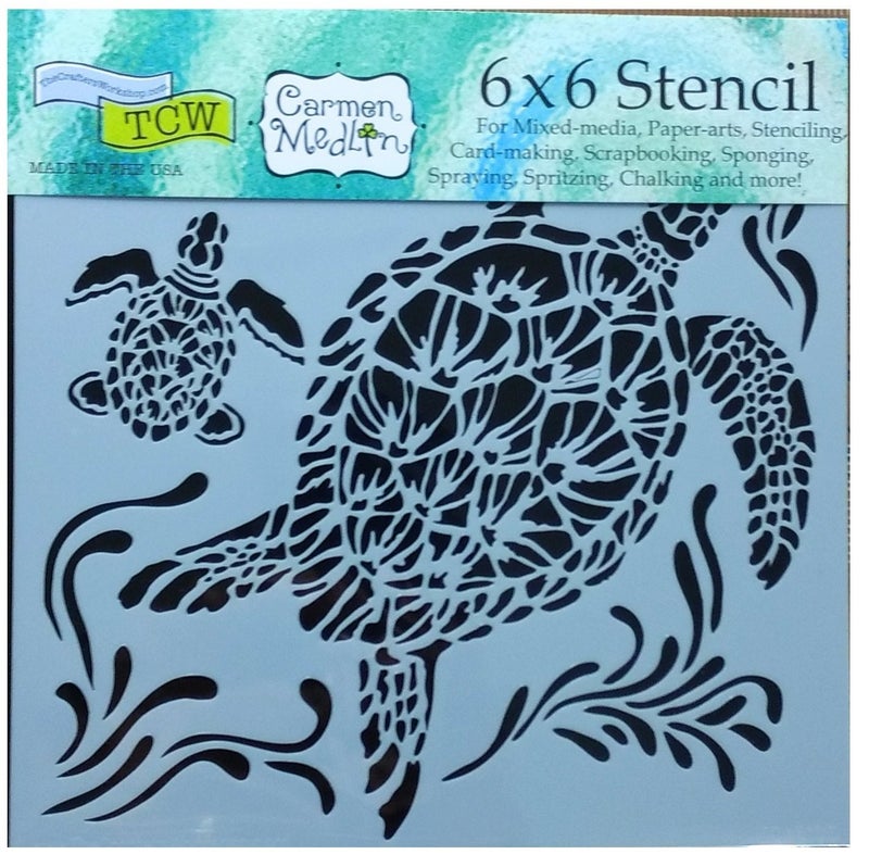 The Crafter's Workshop 3 Crafters Workshop Mixed Media Stencils Set| for Arts, Card Making, Journaling, Scrapbooking | 6 Inch x 6 Inch Templates | Sea Creatures, Octopus, Sea Turtles - Image 4